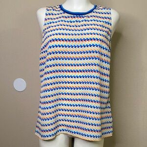 Tommy Hilfiger Multicolor geo Zigzag swingy poly Tank Top M 💕❤️